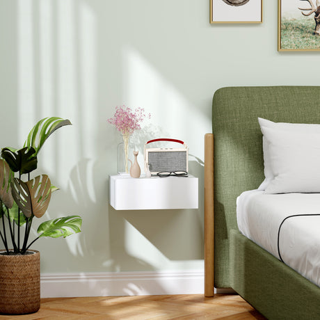 easycomfort easycomfort comodino sospeso moderno con cassetto in legno 40x30x15 cm bianco