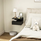 easycomfort easycomfort comodino sospeso per camera da letto con cassetto e mensola in legno 35x32x22 5cm nero