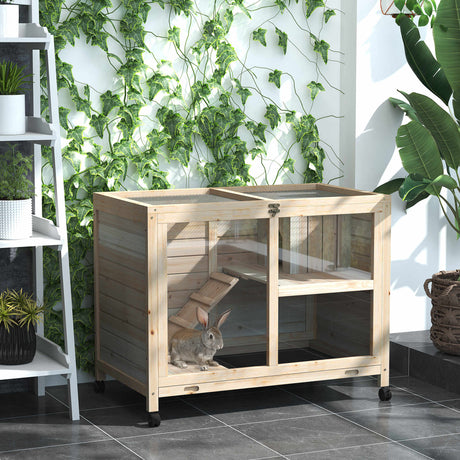 easycomfort easycomfort conigliera in legno a 2 piani con casetta rampa e vassoio estraibile 91 5x53 3x73cm