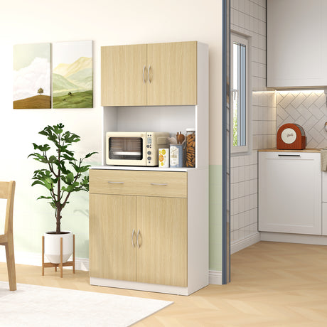 easycomfort easycomfort credenza cucina con armadietti a 2 ante e cassetto 80x40x180cm colore legno