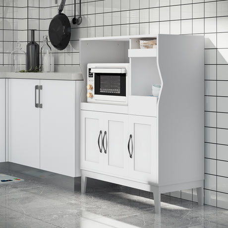 easycomfort easycomfort credenza cucina salvaspazio con 2 armadietti e 2 ripiani estraibili in legno 84x39x109 cm bianco