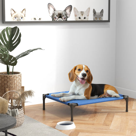easycomfort easycomfort cuccia lettino per cani rialzato pieghevole per interno ed esterno in metallo e tessuto oxford 76x61x18 cm blu