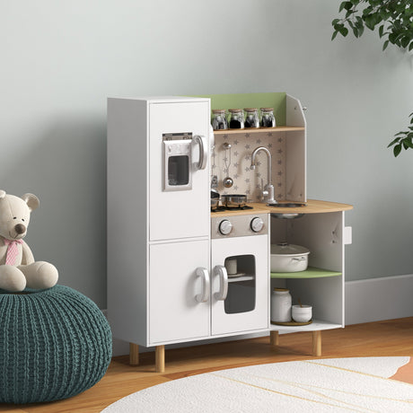 easycomfort easycomfort cucina giocattolo per bambini 3 6 anni con macchina del ghiaccio e utensili 84x34x89 cm bianco e verde