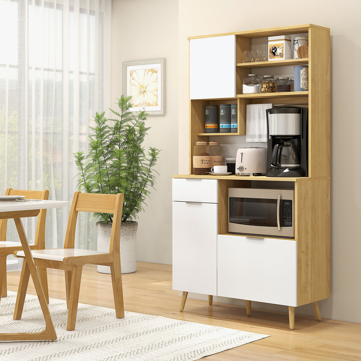 easycomfort easycomfort dispensa da cucina in truciolato con armadietti cassetti ripiani regolabili e appendino 93x40x180 cm