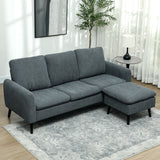 easycomfort easycomfort divano 3 posti angolare con chaise longue reversibile in tessuto effetto velluto 196x140x88 cm grigio carbone