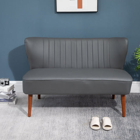 easycomfort easycomfort divano a 2 posti dal design moderno telaio in legno e rivestimento in pelle sintetica grigia 108 5 x 61 x 79cm ean 8055776910611