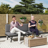easycomfort easycomfort divano da giardino 3 in 1 reclinabile su 5 posizioni con cuscini 180x63 5x68 cm grigio