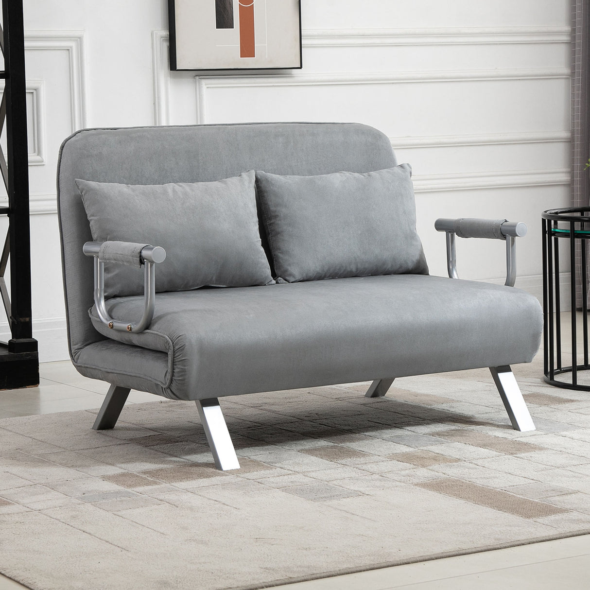 easycomfort easycomfort divano letto singolo in finta pelle con seduta regolabile in 5 posizioni 105x80x78 cm grigio chiaro