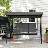 easycomfort easycomfort dondolo da giardino 3 posti con tettuccio parasole regolabile 195x118x170 cm grigio scuro