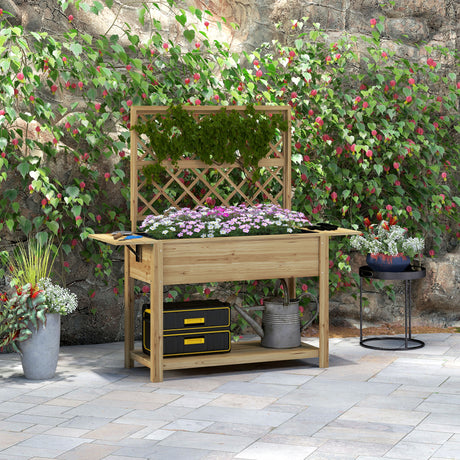easycomfort easycomfort fioriera con grigliato e ripiani laterali e inferiore in legno di abete 140x45x151 cm