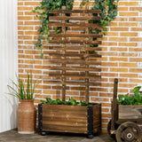 easycomfort easycomfort fioriera con traliccio per rampicanti e rotelle in legno di abete 65x31x147 cm marrone