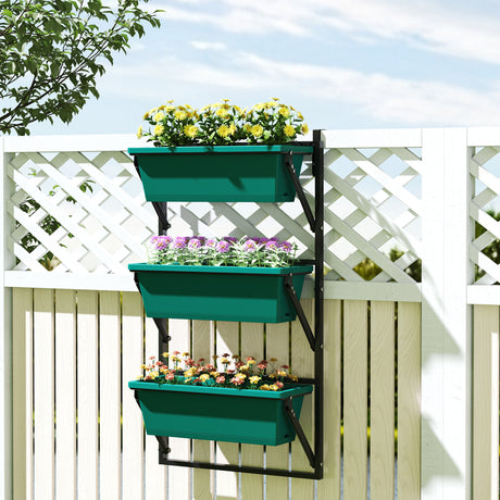 easycomfort easycomfort fioriera da esterno verticale e 3 vasi per piante in plastica con fori di drenaggio 56x42x100 cm verde