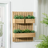 easycomfort easycomfort fioriera da esterno verticale in legno con 3 vasi rimovibili 60x16x80cm