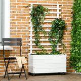 easycomfort easycomfort fioriera verticale con 4 ruote e traliccio per piante rampicanti in legno 76x30x155cm bianco