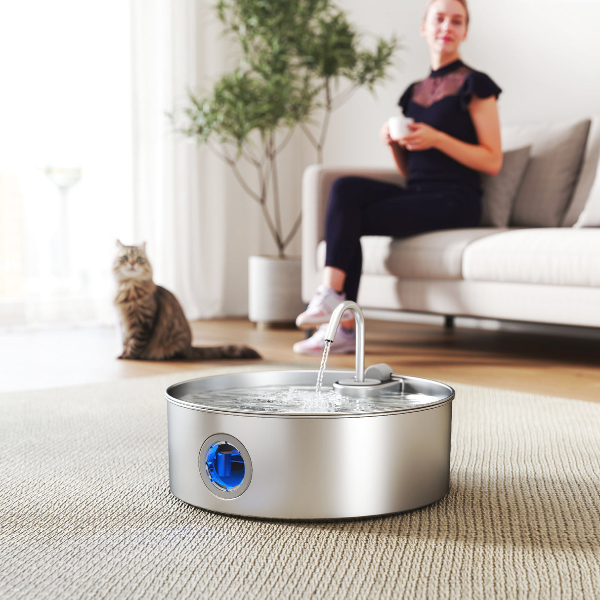 easycomfort easycomfort fontanella per gatto 7l con luce led e tripla filtrazione in acciaio inox 304 30 5x31 2x19 3 cm argento