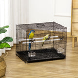 easycomfort easycomfort gabbia per uccelli con 2 posatoi e 3 ingressi in filo metallico e plastica 60x41x41 cm nero