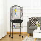 easycomfort easycomfort gabbia per uccelli con 3 posatoi 2 ciotole e 2 porte laterali in acciaio pp e legno 46x36x130 cm nera