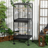 easycomfort easycomfort gabbia voliera per uccelli per interni con ruote e vassoi estraibili 51 5x50x140 cm nero