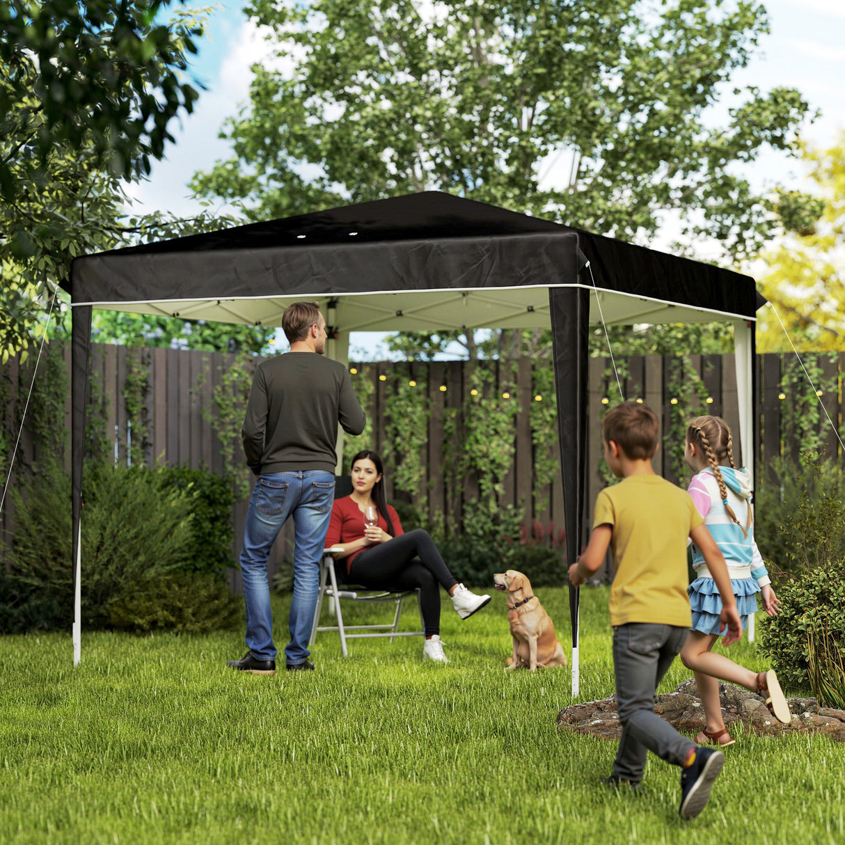 easycomfort easycomfort gazebo 3x3 m per 6 9 persone ad altezza regolabile con fori di drenaggio in metallo e tessuto oxford nero