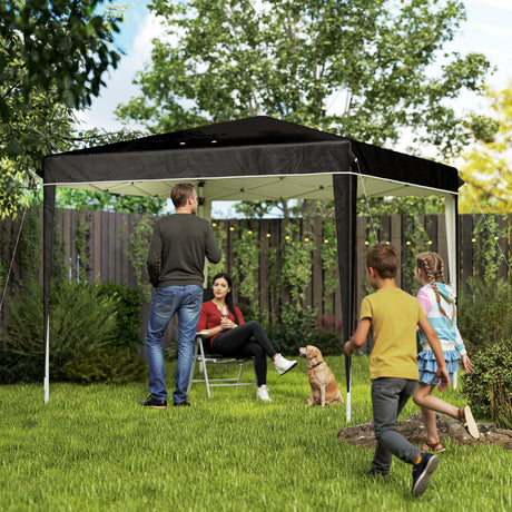 easycomfort easycomfort gazebo 3x3 m per 6 9 persone ad altezza regolabile con fori di drenaggio in metallo e tessuto oxford nero