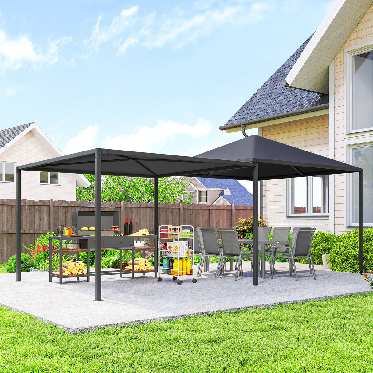 easycomfort easycomfort gazebo da giardino estensibile con ruote e copertura in poliestere upf30 3x3 m3x5 6 m grigio