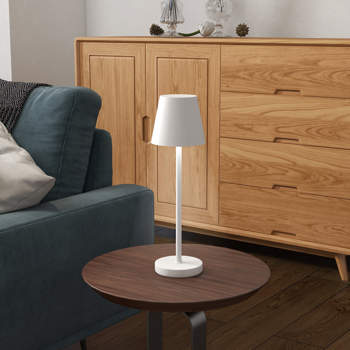 easycomfort easycomfort lampada da tavolo portatile in acrilico e metallo da 3600mah con cavo di ricarica 11 2x36 5 cm bianco