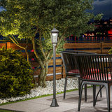easycomfort easycomfort lampione da giardino con 6h autonomia e ancoraggio a terra in abs e policarbonato 15x15x127 cm nero