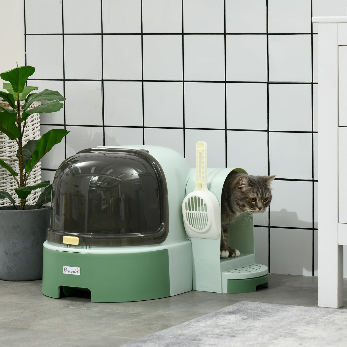 easycomfort easycomfort lettiera per gatti chiusa con coperchio apribile e vassoio estraibile 52x60x42 cm verde