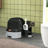 easycomfort easycomfort lettiera per gatti chiusa con coperchio vassoio estraibile e paletta in pp e pc 52x60x42 cm grigio scuro