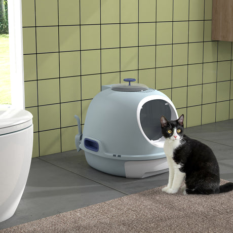 easycomfort easycomfort lettiera per gatti chiusa con vassoio estraibile 2 ingressi e paletta 47x55x44 cm azzurro