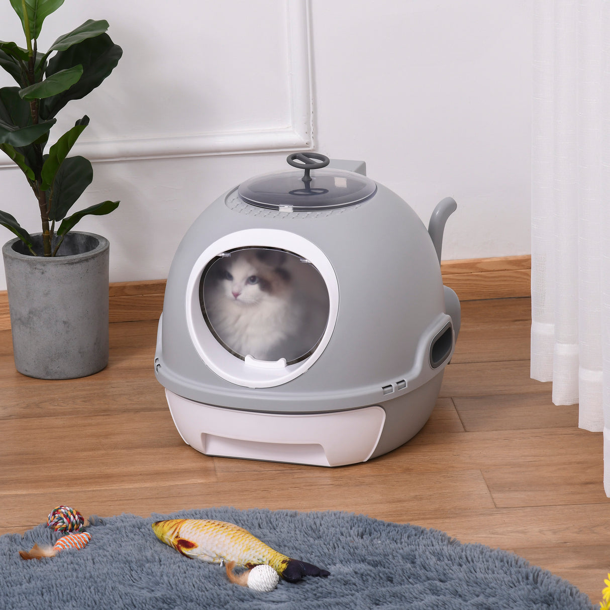 easycomfort easycomfort lettiera per gatti chiusa con vassoio estraibile 2 ingressi e paletta 47x55x44 cm grigio