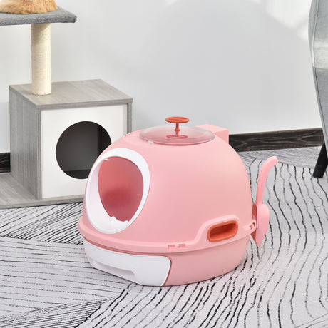 easycomfort easycomfort lettiera per gatti chiusa con vassoio estraibile 2 ingressi e paletta 47x55x44 cm rosa