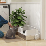 easycomfort easycomfort lettiera per gatti con bordi rialzati vassoio e paletta in acciaio inox e pp 60x40x28 cm grigio chiaro