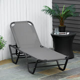 easycomfort easycomfort lettino prendisole in alluminio con schienale reclinabile a 5 livelli 163x58 5x91cm grigio
