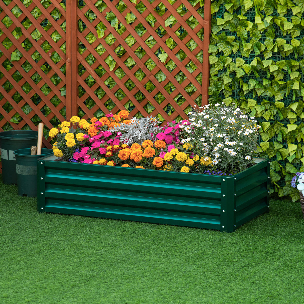 easycomfort easycomfort letto per orto rialzato a fondo aperto con rivestimento in acciaio zincato 120x60x30 5 cm verde
