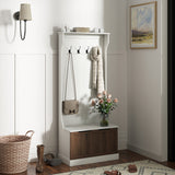 easycomfort easycomfort mobile appendiabiti 3 in 1 con 4 ganci e panca contenitore in legno 71 5x39 5x170 cm bianco