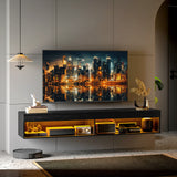 easycomfort easycomfort mobile porta tv fino 75 sospeso con luci led 16 colori e telecomando 180x40x30cm nero