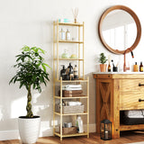 easycomfort easycomfort mobile scaffale bagno a 7 ripiani portaoggetti in bambu 44x33x180 cm color legno