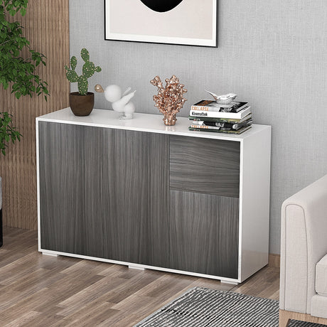 easycomfort easycomfort mobiletto armadietto multiuso per soggiorno cucina ufficio 2 cassetti e 2 armadietti con apertura a pressione grigio