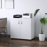 easycomfort easycomfort mobiletto da ufficio multiuso con serratura armadietto per documenti con 2 ante e mensola interna in legno bianco 80x40x80cm