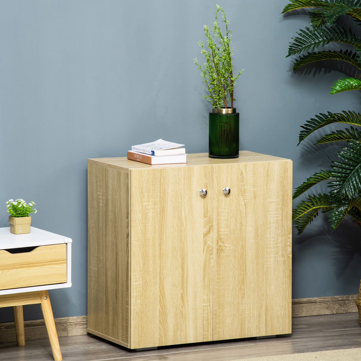 easycomfort easycomfort mobiletto multiuso a 2 ante mobiletto soggiorno o ufficio in legno con maniglie in alluminio 70x39x70cm