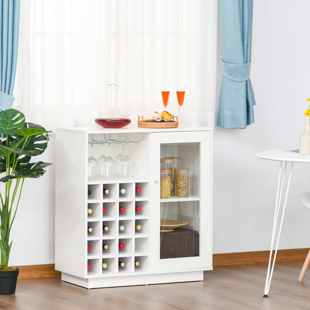 easycomfort easycomfort mobiletto portabottiglie vini con porta calici e armadietto capacita 20 bottiglie 80x36x85 cm bianco