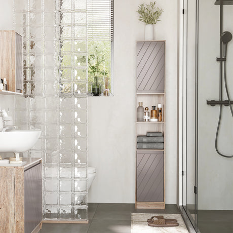 immagine-2-easycomfort-easycomfort-mobiletto-salvaspazio-per-bagno-in-legno-mobile-da-bagno-con-2-armadietti-e-6-ripiani-grigio-e-rovere-design-a-torre-30-x-24-x-170cm-ean-8054111847469