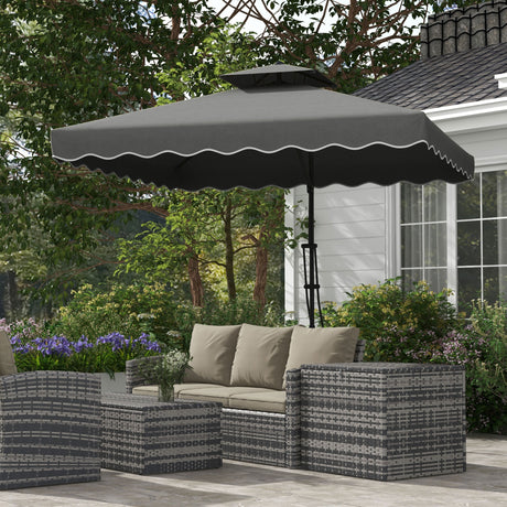 easycomfort easycomfort ombrellone a sbalzo con doppio tetto apertura a manovella e base a croce 2 5x2 5m grigio