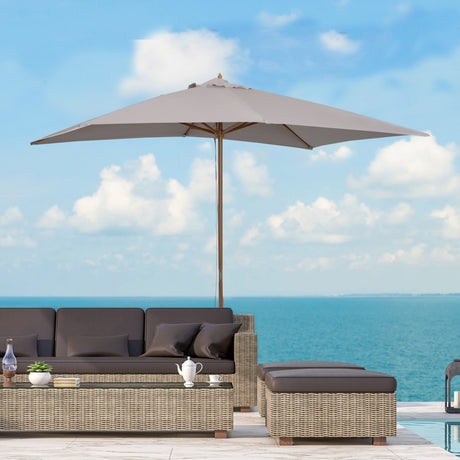 easycomfort easycomfort ombrellone da giardino 2x3 m impermeabile in legno con copertura rimovibile in poliestere grigio
