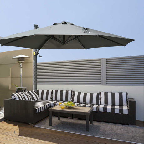 easycomfort easycomfort ombrellone da giardino a manovella e a 8 stecche con angolazione regolabile 2 95x2 5 m grigio