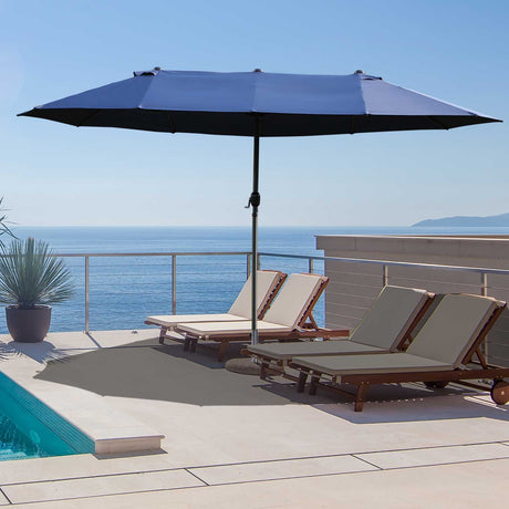 easycomfort easycomfort ombrellone da giardino doppio con apertura a manovella acciaio e poliestere 460x270x240 cm blu
