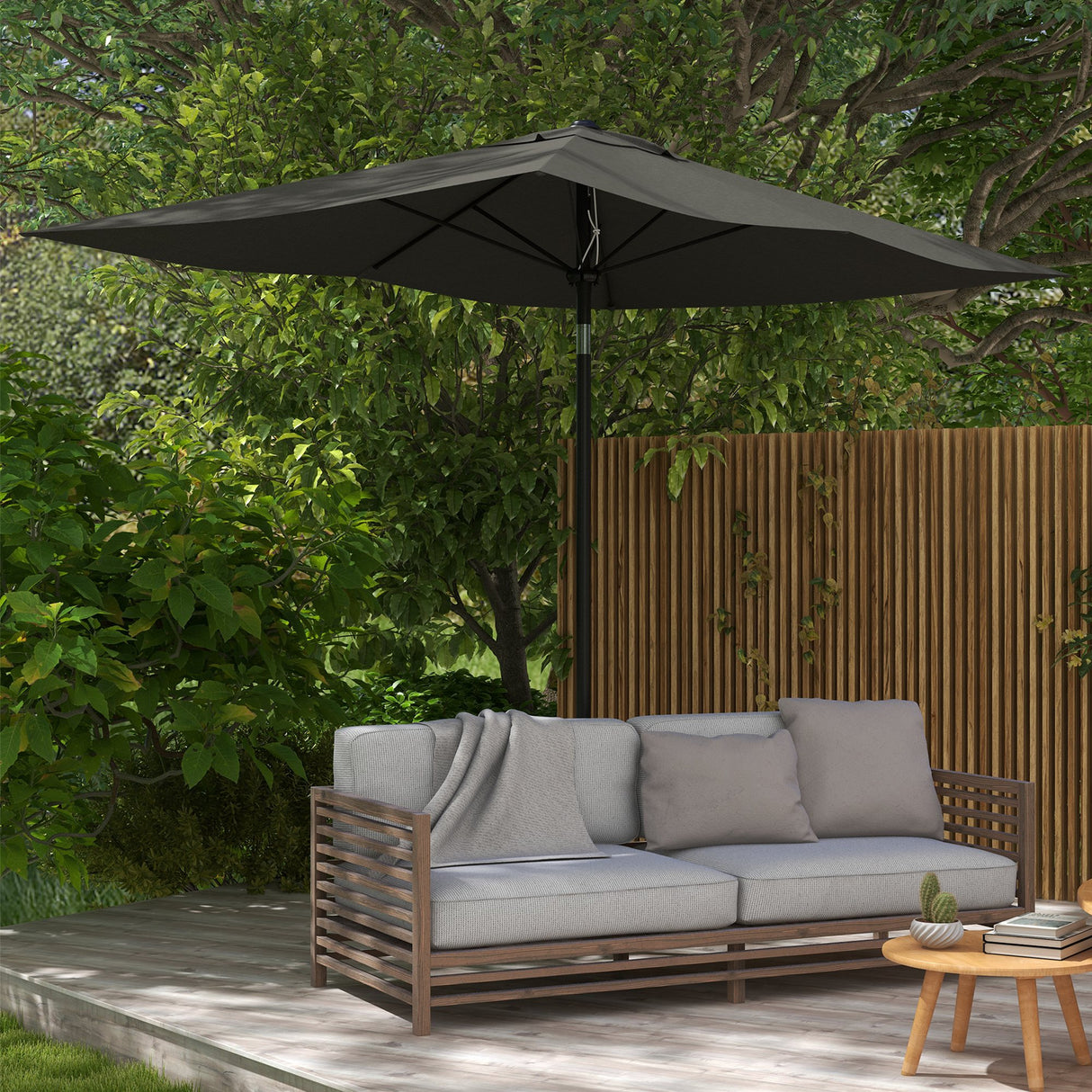 easycomfort easycomfort ombrellone da giardino rettangolare 2x3 m inclinabile con apertura a manovella grigio