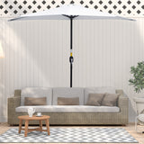 easycomfort easycomfort ombrellone da terrazza a mezzaluna con apertura a manovella e palo a 2 sezioni 2 6x1 35 m bianco