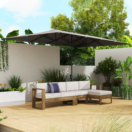 easycomfort easycomfort ombrellone doppio da giardino 4 5x2 6 m apertura a manovella e 12 stecche grigio
